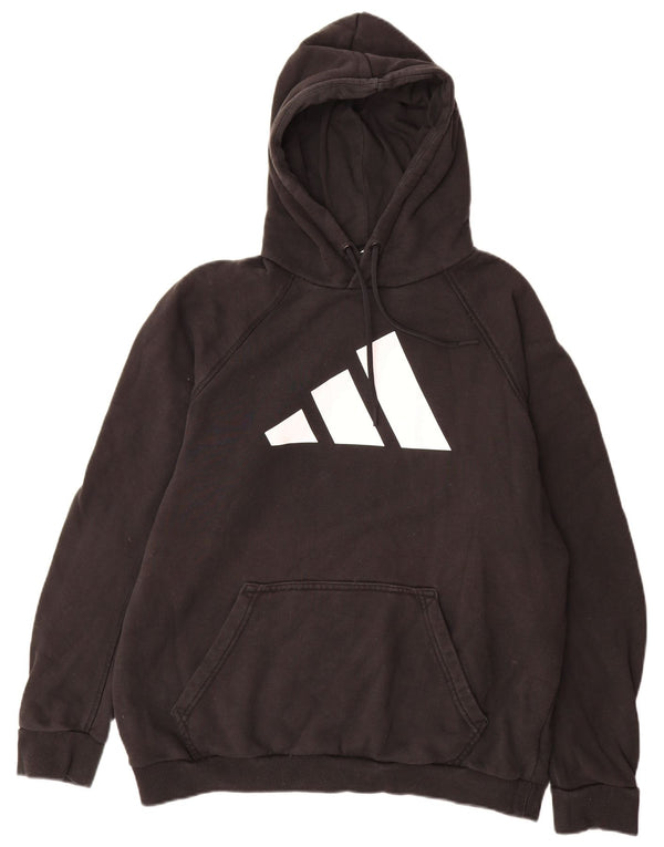 Adidas Mens Graphic Hoodie Jumper Large Black Cotton