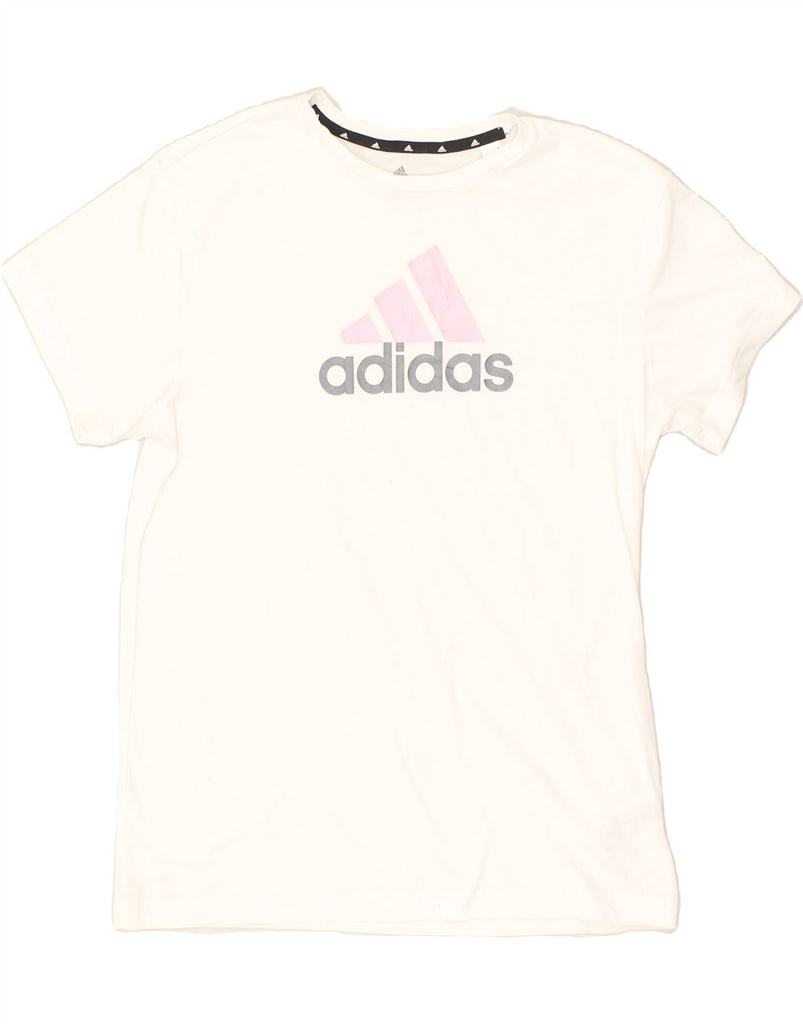 ADIDAS Womens Graphic T-Shirt Top UK 8-10 Small White Cotton | Vintage Adidas | Thrift | Second-Hand Adidas | Used Clothing | Messina Hembry 