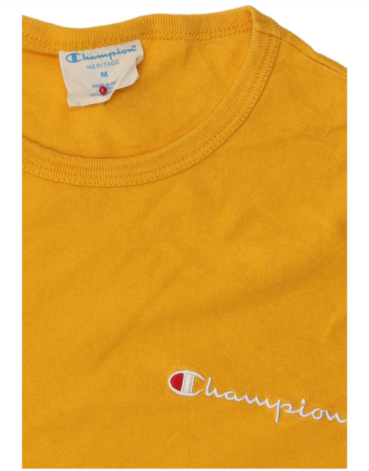 CHAMPION Mens Heritage T-Shirt Top Medium Yellow