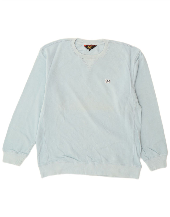 LEE Mens Regular Fit Sweatshirt Jumper Medium Blue Cotton