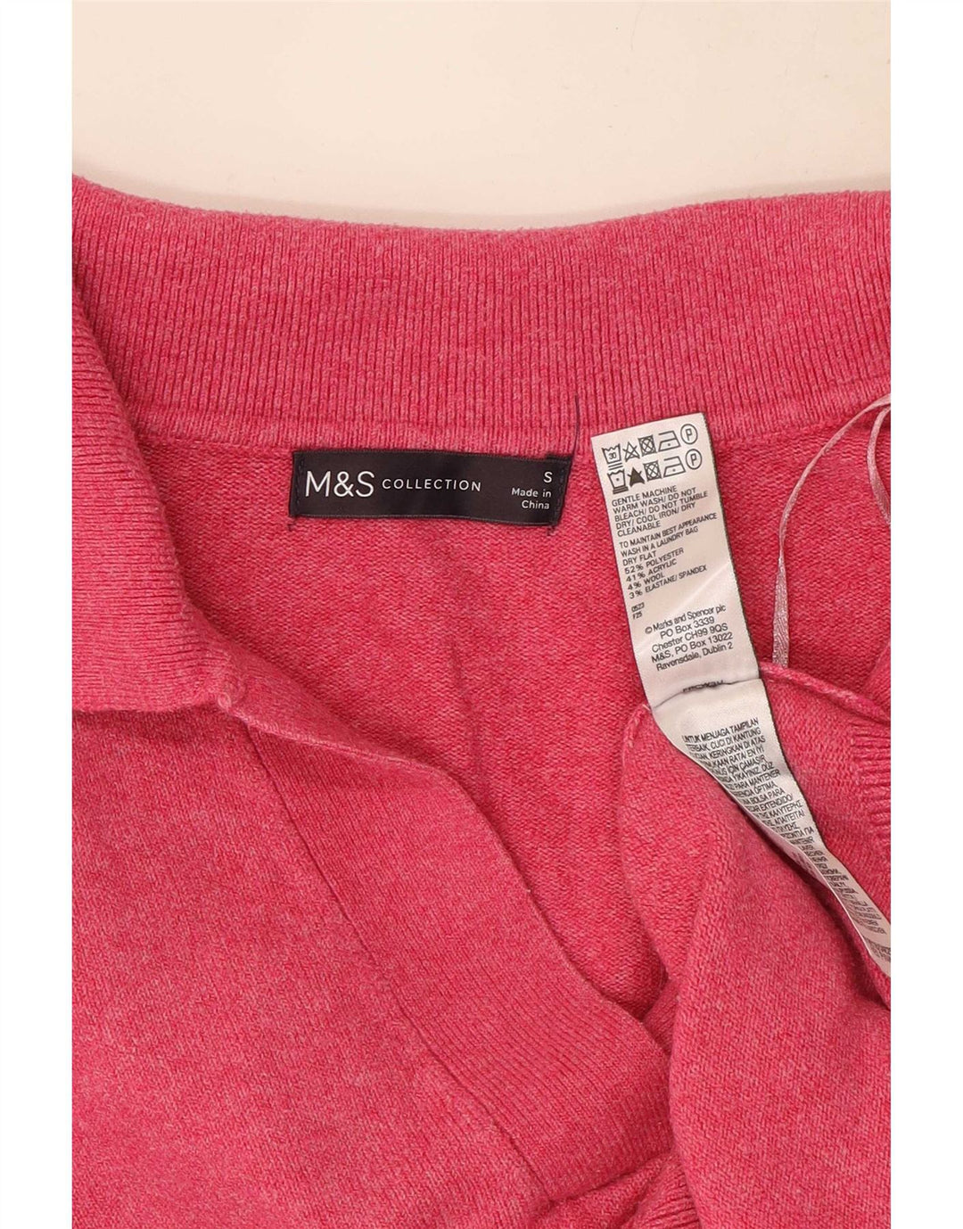 Marks & Spencer Womens Oversized Polo Neck Jumper Sweater UK 10 Small Pink