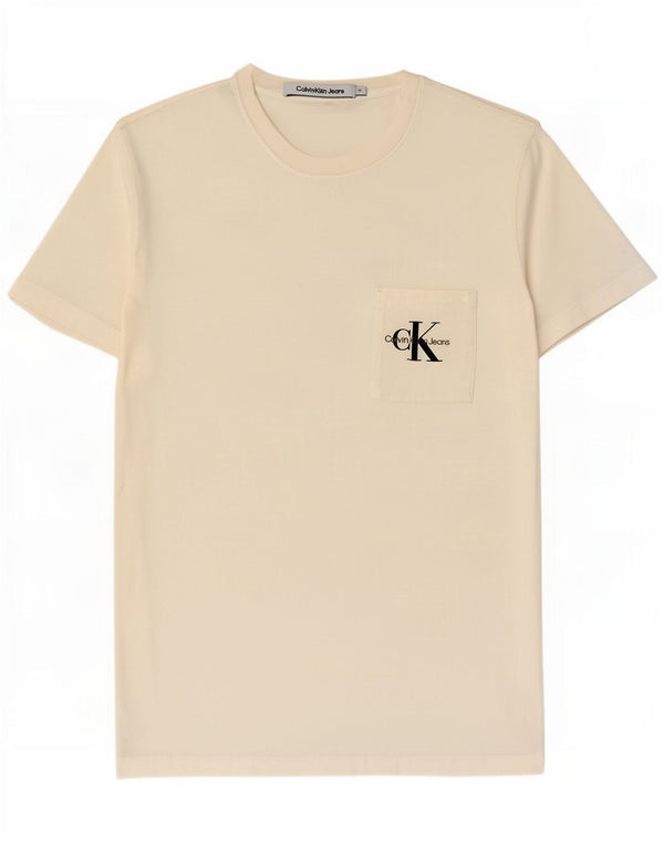 Calvin Klein Jeans Womens Graphic T-Shirt Top UK 12 Medium White Cotton