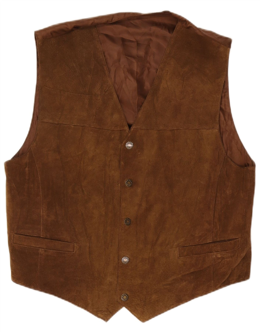 Vintage Mens Suede Waistcoat IT 52 Large Brown Leather