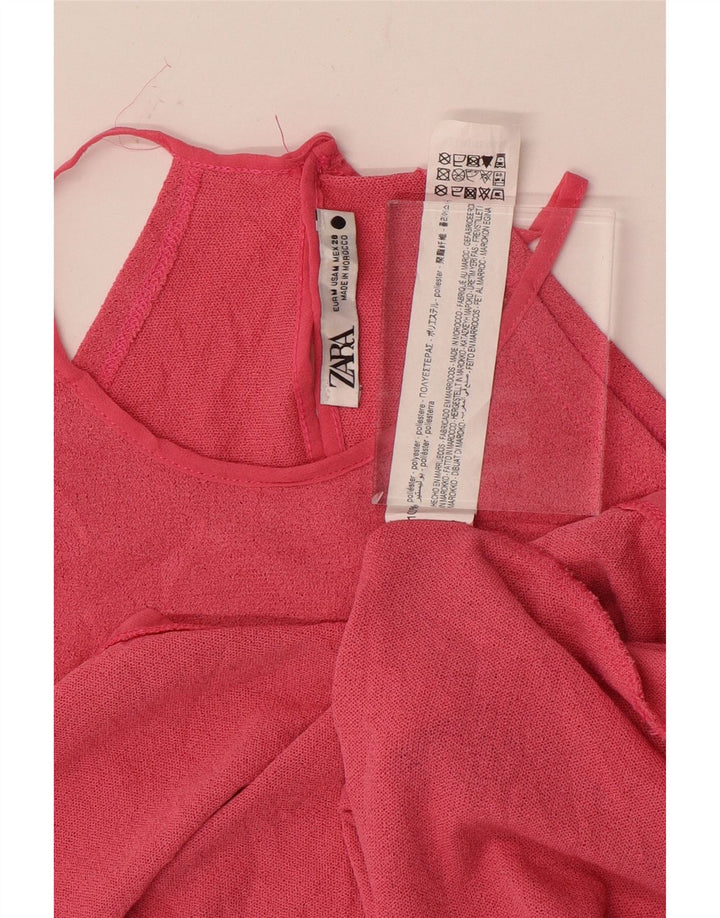 Zara Womens Crop Halter Top UK 14 Medium Pink Polyester