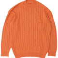 Vintage Mens Turtle Neck Jumper Sweater Medium Orange Cotton