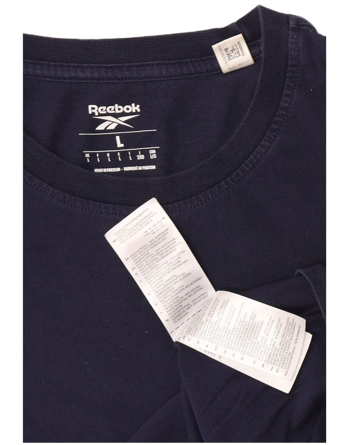Reebok Mens T-Shirt Top Large Navy Blue Cotton