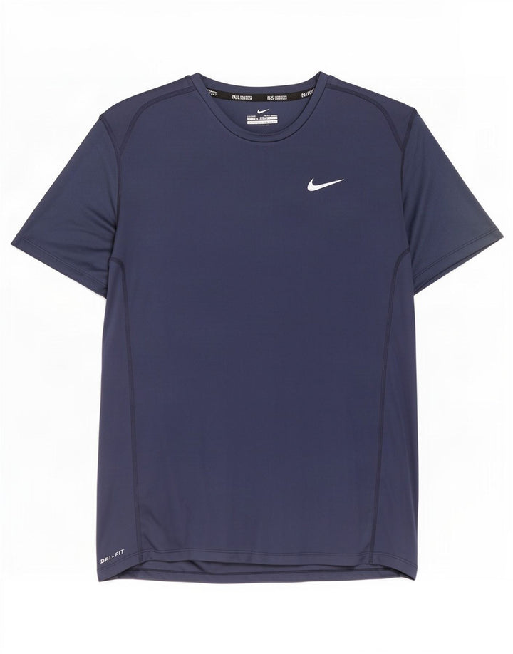 Nike Mens Dri Fit T-Shirt Top XL Navy Blue Polyester
