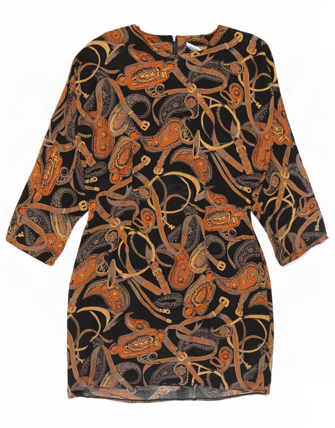 Perceptions Womens 3/4 Sleeve Sheath Dress UK 8 Small Black Paisley