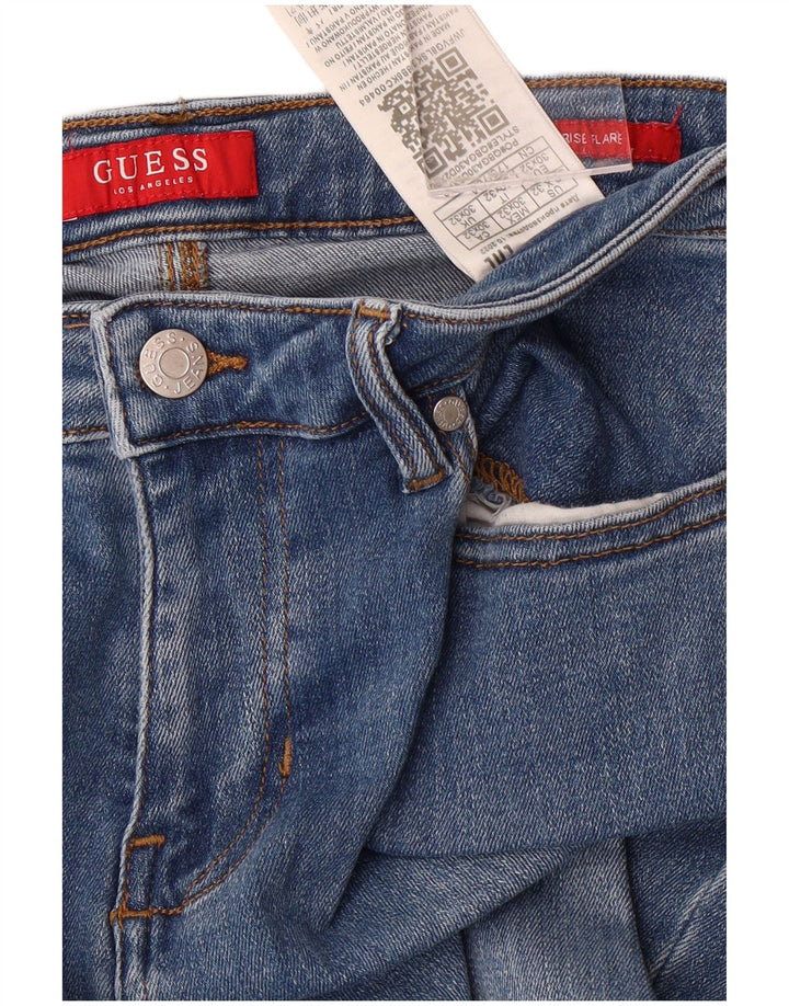 GUESS Womens Mid Rise Flared Jeans W30 L32 Blue Cotton