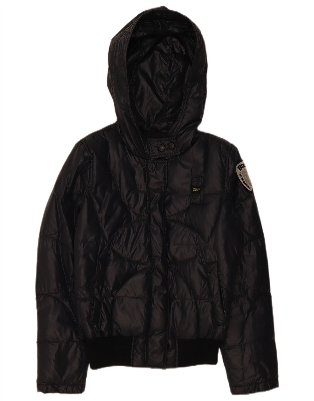 Blauer Womens Hooded Padded Jacket UK 14 Medium Navy Blue Polyamide