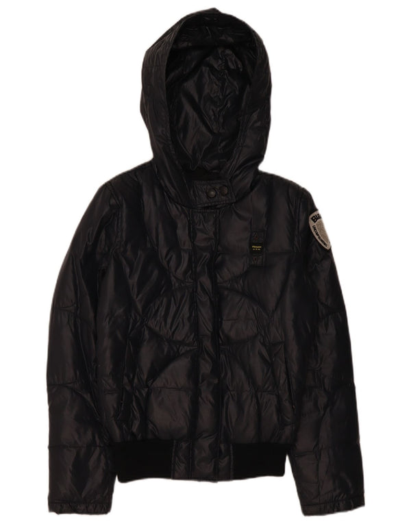 Blauer Womens Hooded Padded Jacket UK 14 Medium Navy Blue Polyamide