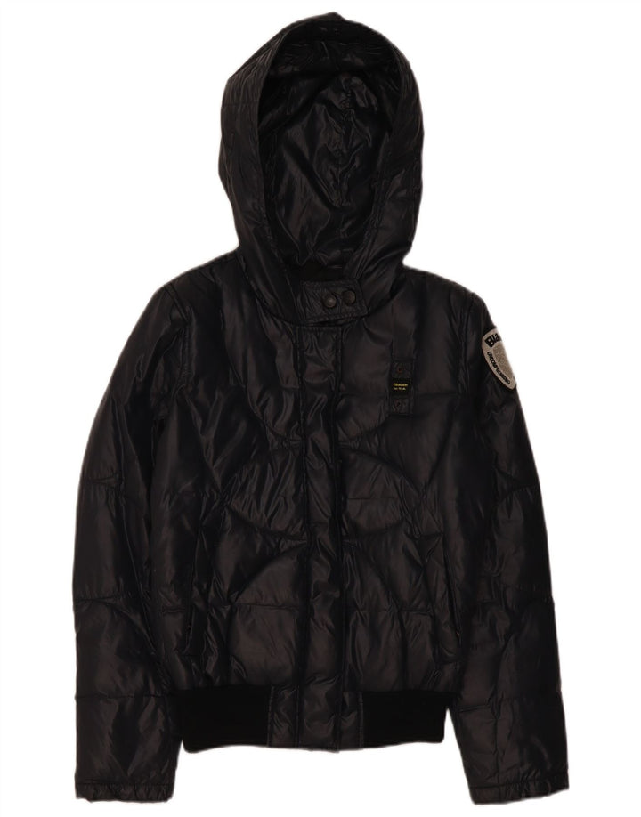 Blauer Womens Hooded Padded Jacket UK 14 Medium Navy Blue Polyamide