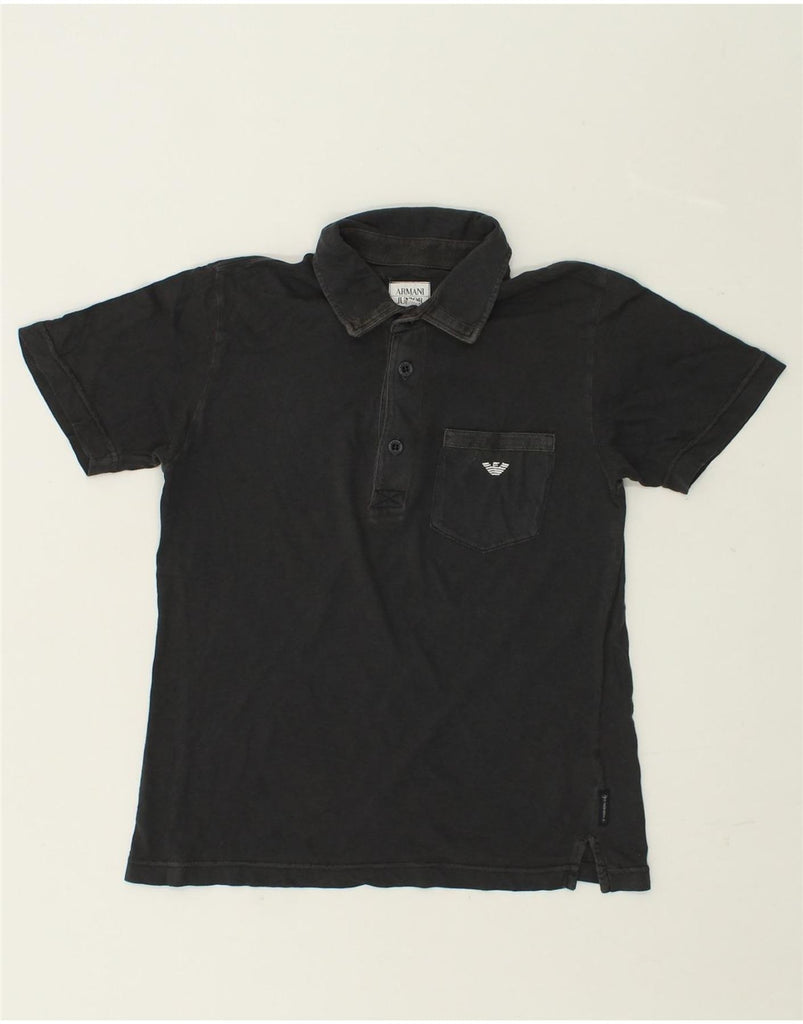 ARMANI JUNIOR Boys Graphic Polo Shirt 11-12 Years Black Cotton | Vintage Armani Junior | Thrift | Second-Hand Armani Junior | Used Clothing | Messina Hembry 