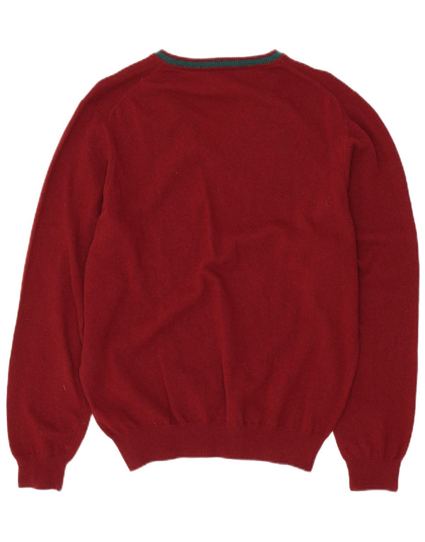 JECKERSON Mens V-Neck Jumper Sweater XL Red Wool