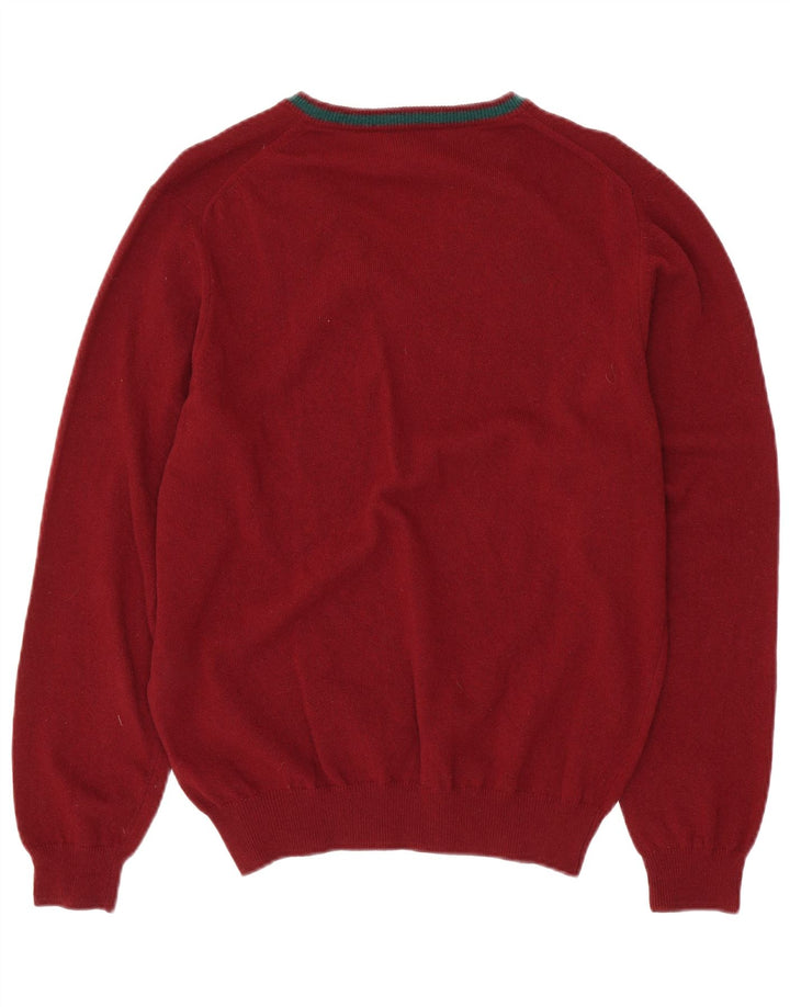 JECKERSON Mens V-Neck Jumper Sweater XL Red Wool
