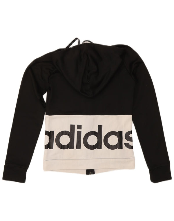 Adidas Womens Graphic Zip Hoodie Sweater UK 4/6 XS Black Colourblock