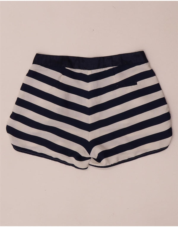Zara Womens Chino Shorts Small W26  Navy Blue Striped Polyester