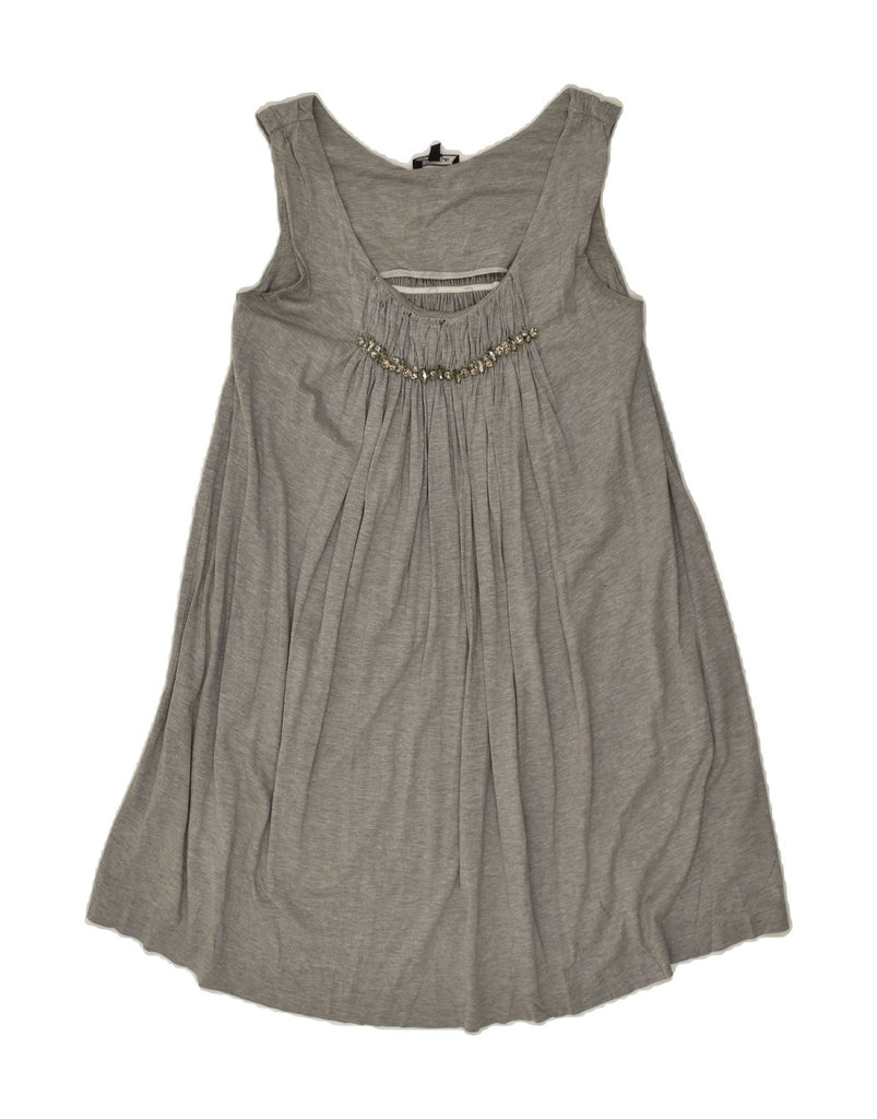 MASSIMO DUTTI Womens Sleeveless Tent Dress UK 10 Small Grey Silk | Vintage Massimo Dutti | Thrift | Second-Hand Massimo Dutti | Used Clothing | Messina Hembry 