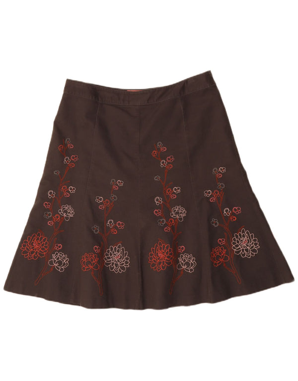 Laura Ashley Womens Weekend A-Line Skirt UK 18 XL W36 Brown Floral Cotton