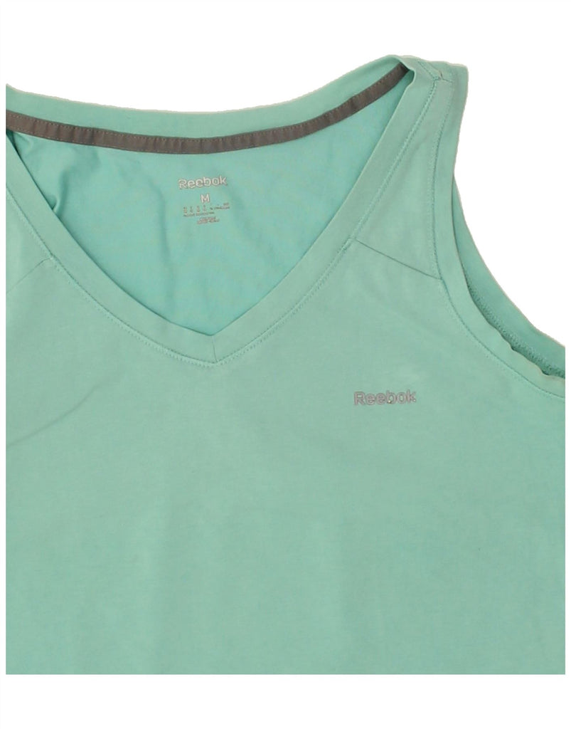 REEBOK Womens Vest Top UK 14 Medium Green Polyester | Vintage Reebok | Thrift | Second-Hand Reebok | Used Clothing | Messina Hembry 