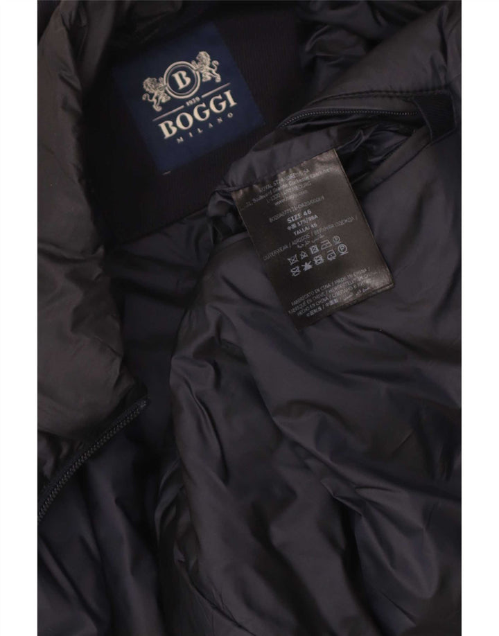 Boggi Mens Overcoat IT 46 Small Navy Blue Wool