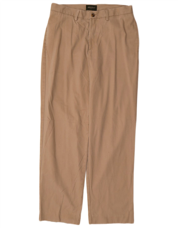 IZOD Mens Straight Chino Trousers W35 L34  Beige Cotton