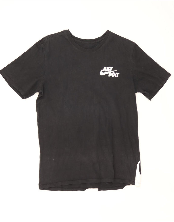 NIKE Womens Athletic Cut Crop Graphic T-Shirt Top UK 14 Medium Black Vintage Nike and Second-Hand Nike from Messina Hembry 