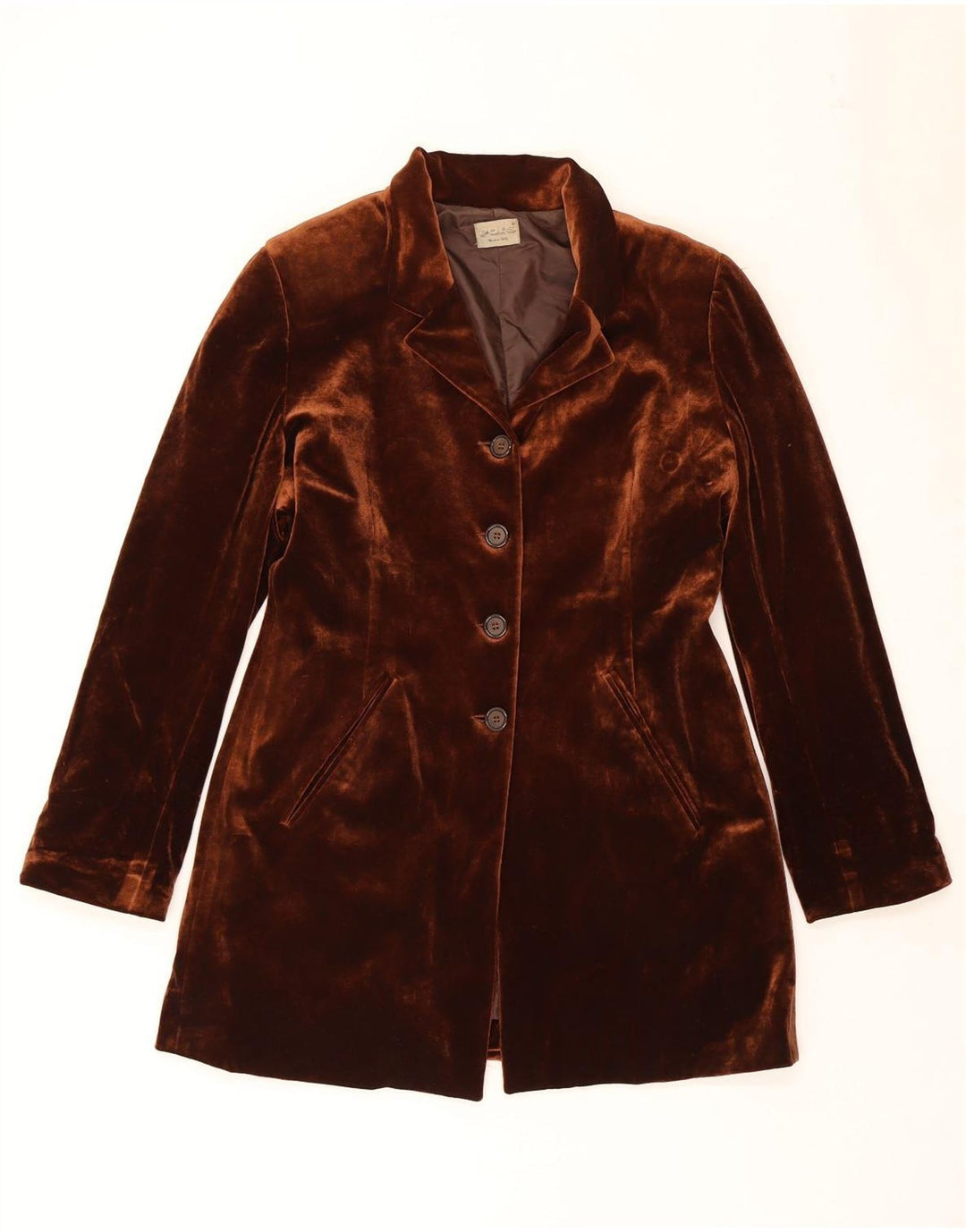 Vintage Womens Velour 1 Button Blazer Jacket UK 14 Medium Brown Classic