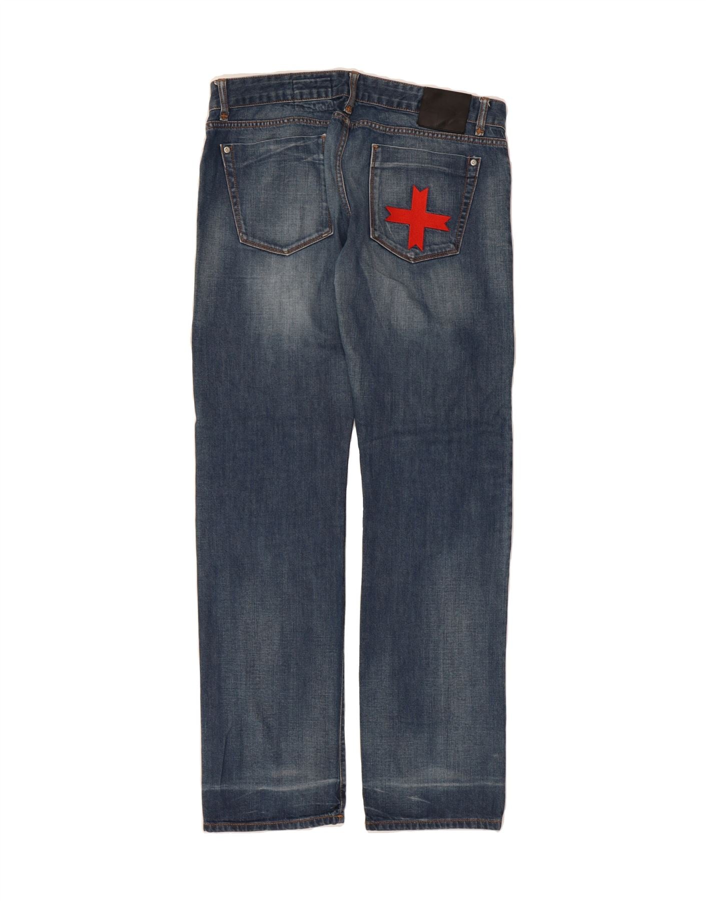 ZU ELEMENTS Mens Tight Fit Straight Jeans W34 L34 Blue Cotton