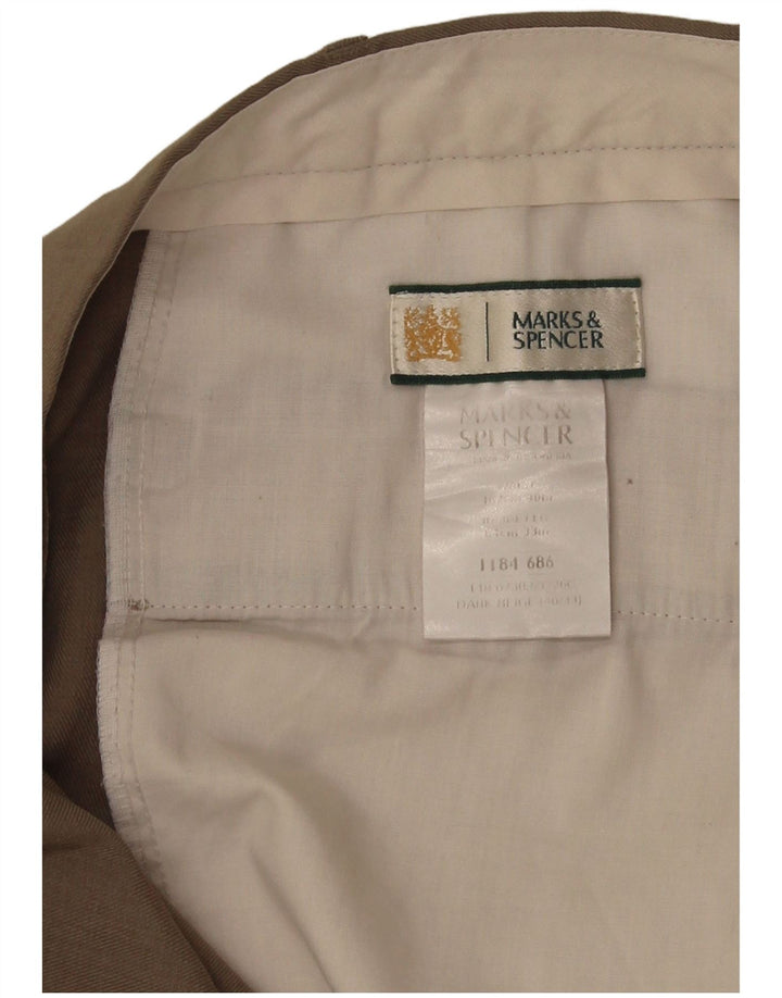Marks & Spencer Mens Pegged Suit Trousers W40 L32 Khaki Polyester