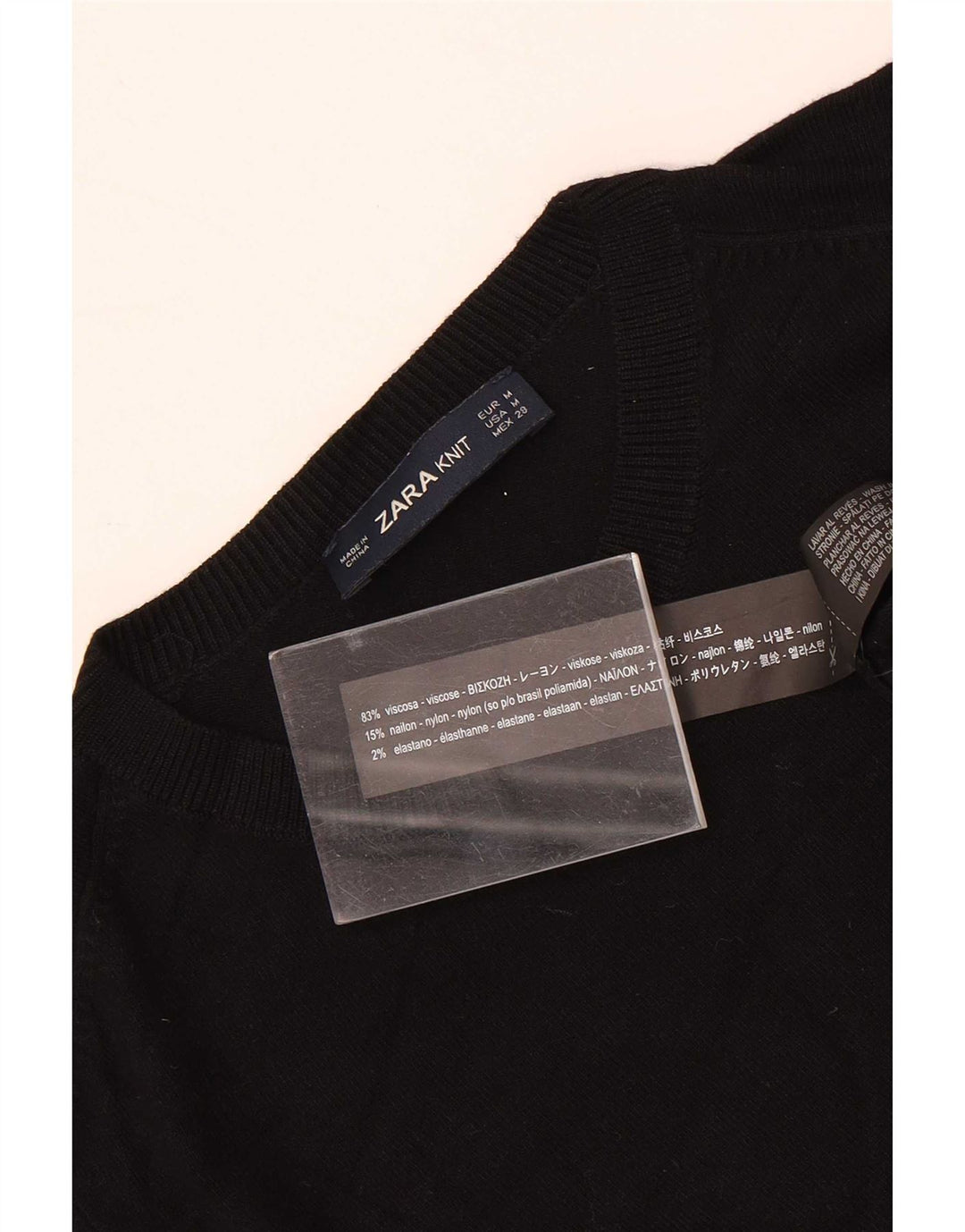 Zara Womens Crew Neck Jumper Sweater UK 12 Medium Black Viscose