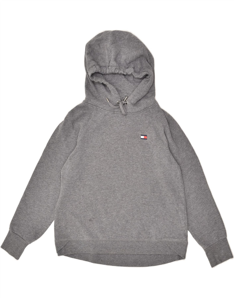 TOMMY HILFIGER Womens Hoodie Jumper UK 14 Medium Grey Cotton | Vintage Tommy Hilfiger | Thrift | Second-Hand Tommy Hilfiger | Used Clothing | Messina Hembry 