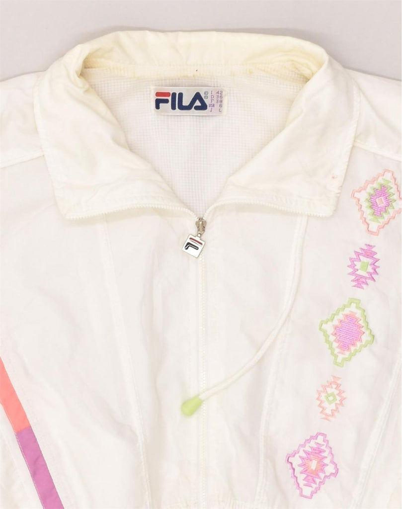 FILA Womens Tracksuit Top Jacket IT 42 Medium White Polyester | Vintage Fila | Thrift | Second-Hand Fila | Used Clothing | Messina Hembry 