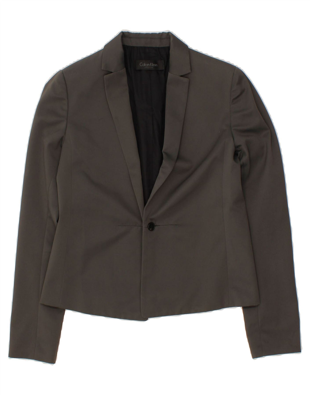 CALVIN KLEIN Womens 1 Button Blazer Jacket US 4 Small Grey Polyester Vintage Calvin Klein and Second-Hand Calvin Klein from Messina Hembry 