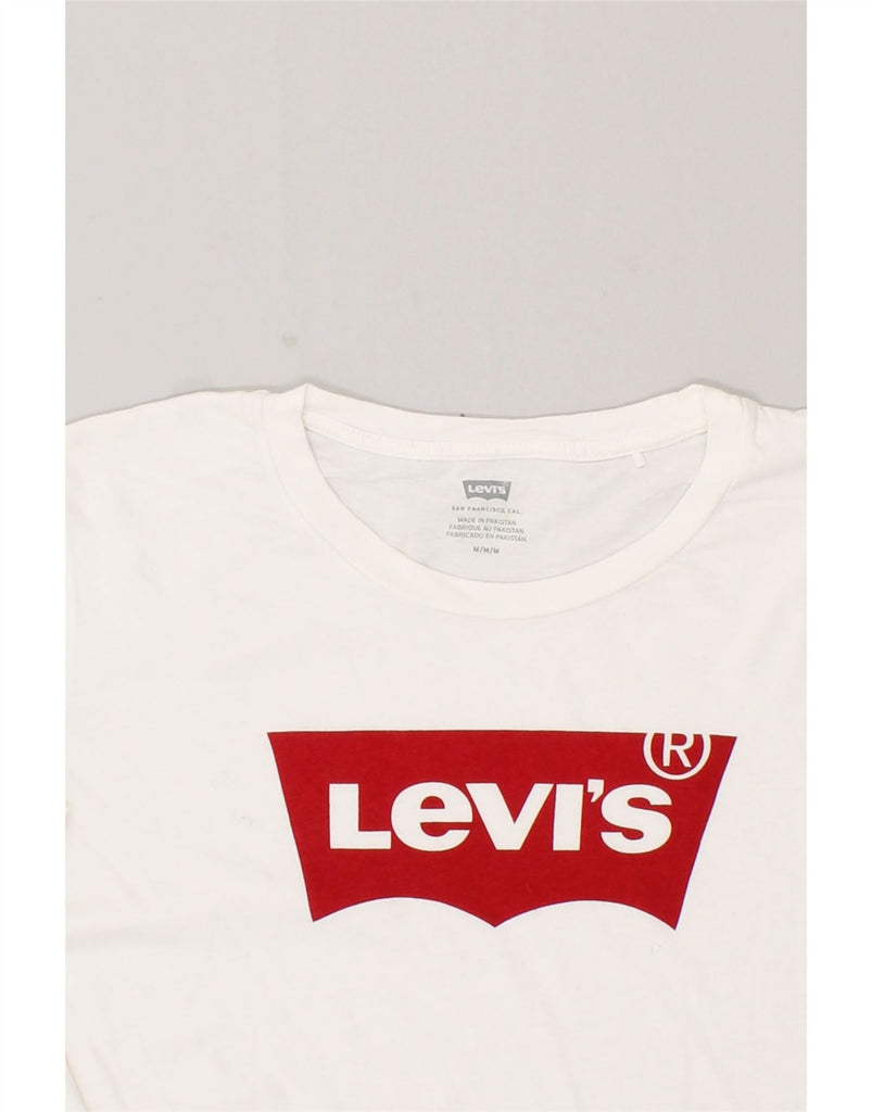 LEVI'S Womens Graphic T-Shirt Top UK 14 Medium White Cotton | Vintage Levi's | Thrift | Second-Hand Levi's | Used Clothing | Messina Hembry 