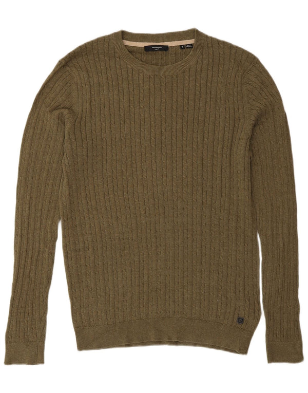 Jack & Jones Mens Crew Neck Jumper Sweater Small Khaki