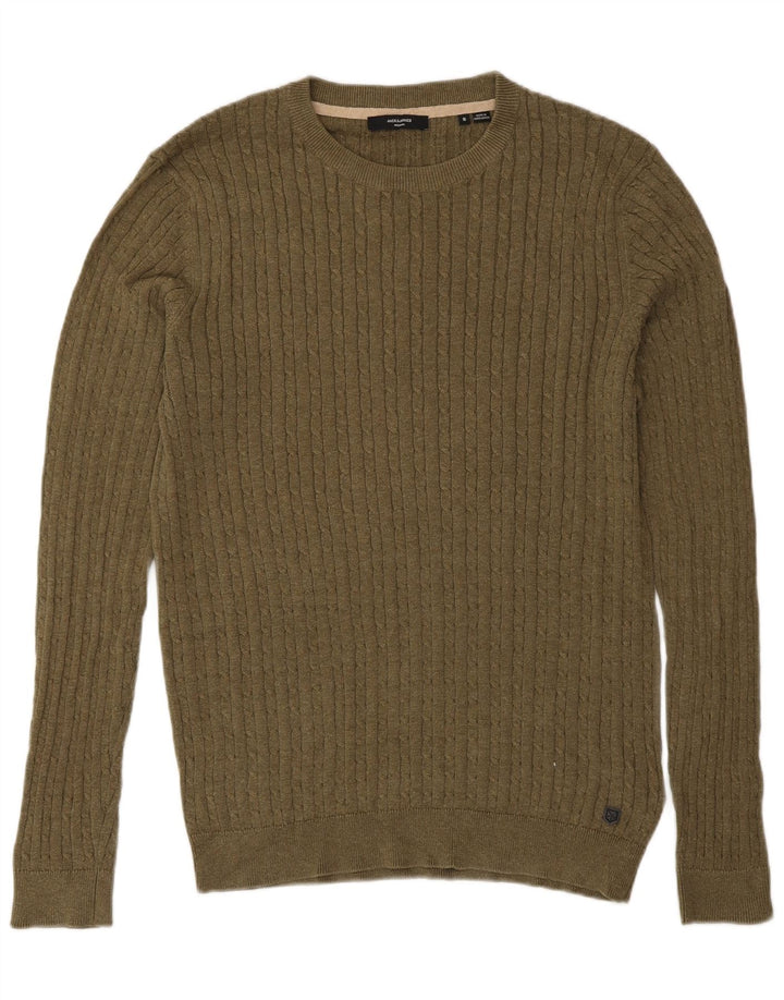 Jack & Jones Mens Crew Neck Jumper Sweater Small Khaki
