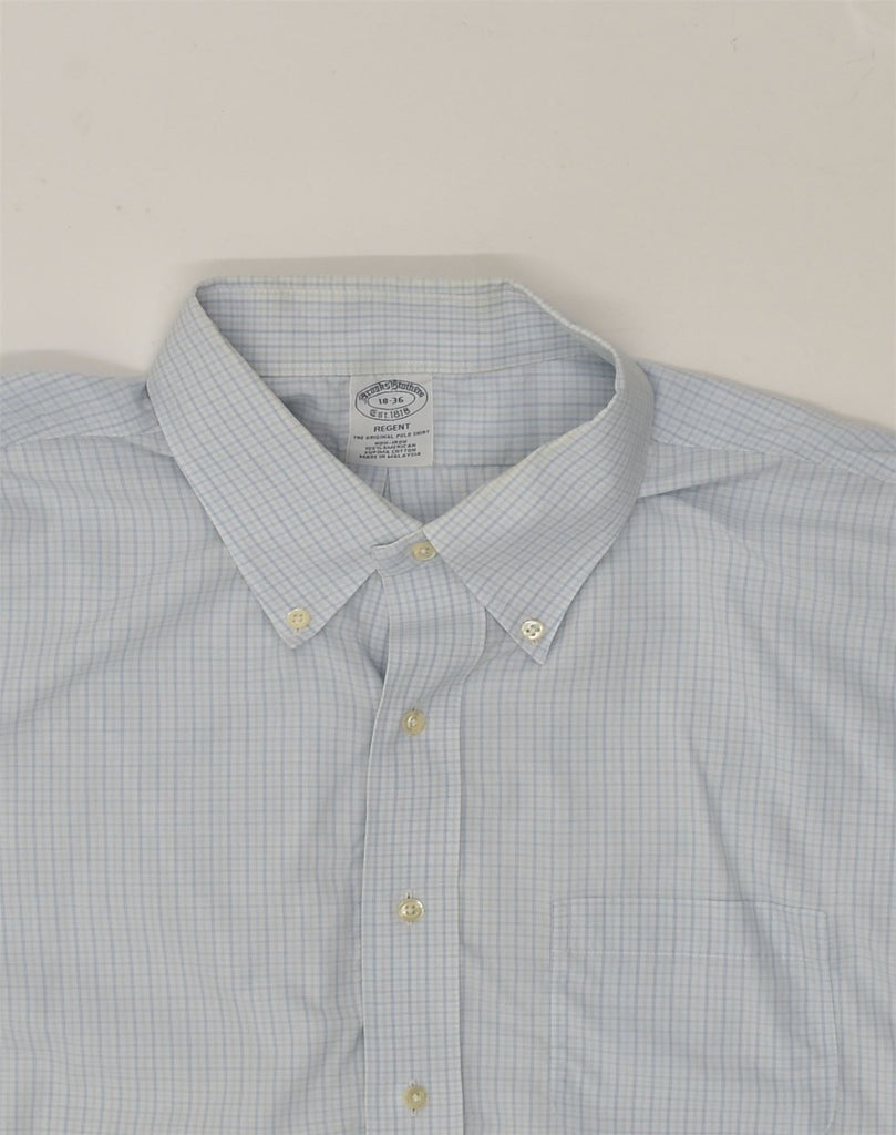 BROOKS BROTHERS Mens NON - IRON Shirt Size 18 2XL Grey Check Cotton | Vintage Brooks Brothers | Thrift | Second-Hand Brooks Brothers | Used Clothing | Messina Hembry 