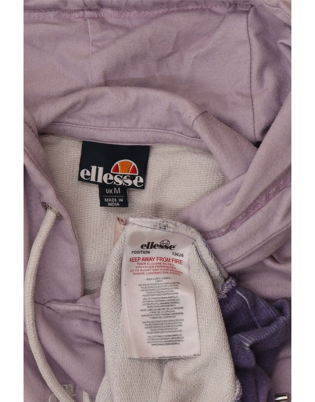 Ellesse Mens Graphic Hoodie Jumper Medium Purple Tie Dye Polyester