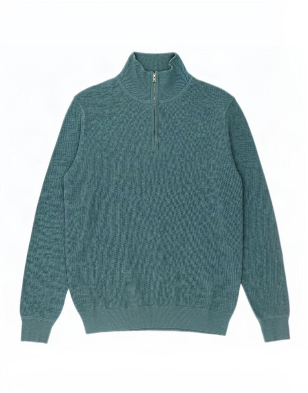 John Lewis Mens Zip Neck Jumper Sweater Medium Blue Cotton
