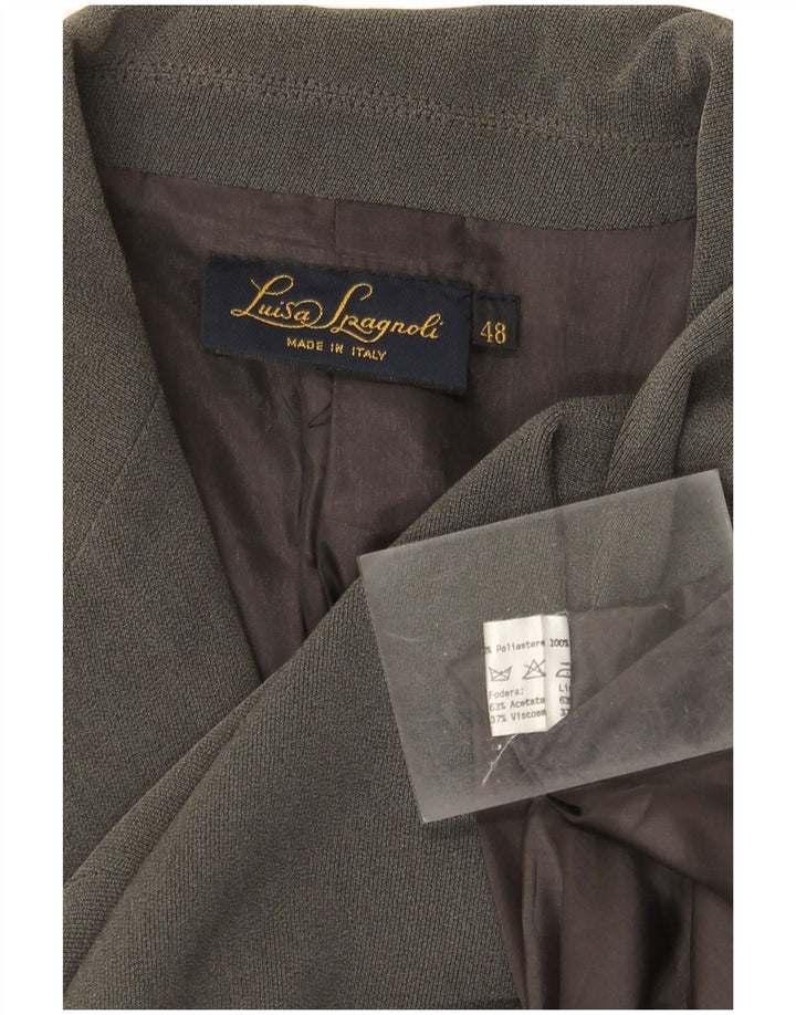 Luisa Spagnoli Womens Longline 2 Button Blazer Jacket IT 48 XL Grey Acetate