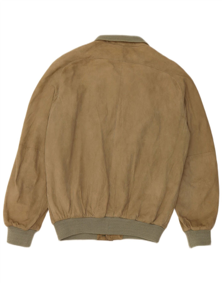 VINTAGE Mens Suede Bomber Jacket IT 48 Medium Beige