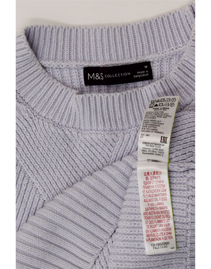 Marks & Spencer Womens Crew Neck Jumper Sweater UK 14 Medium Purple Cotton