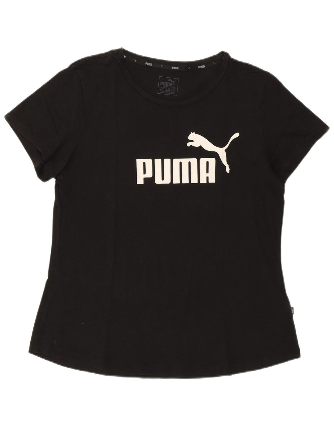 PUMA Womens Graphic T-Shirt Top UK 14 Medium  Black Cotton