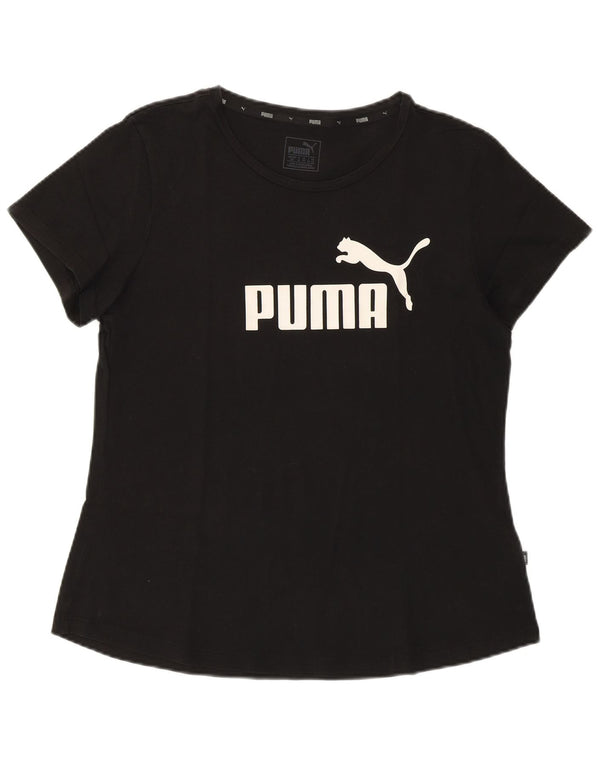 PUMA Womens Graphic T-Shirt Top UK 14 Medium  Black Cotton