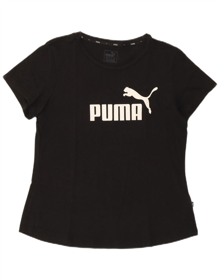 PUMA Womens Graphic T-Shirt Top UK 14 Medium  Black Cotton