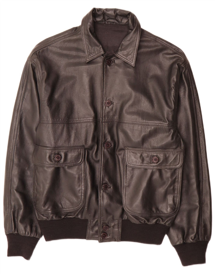 Vintage Mens Leather Jacket IT 50 Large Black