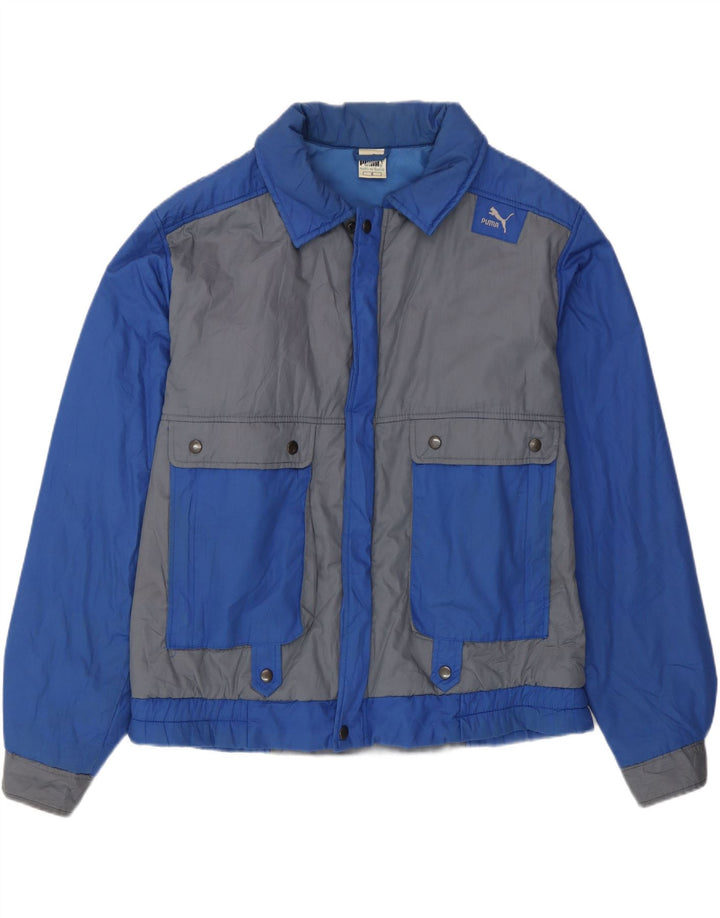 Puma Mens Windbreaker Jacket UK 40 Large Blue Colourblock Polyester