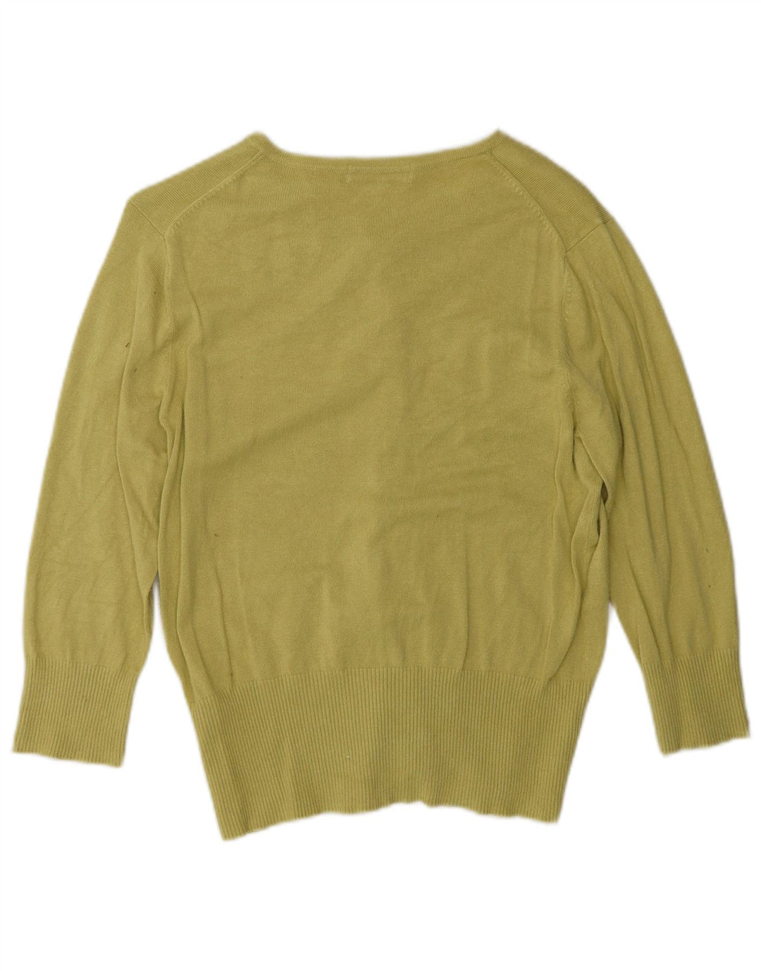 Marks & Spencer Womens 3/4 Sleeve Cardigan Sweater UK 14 Medium Green