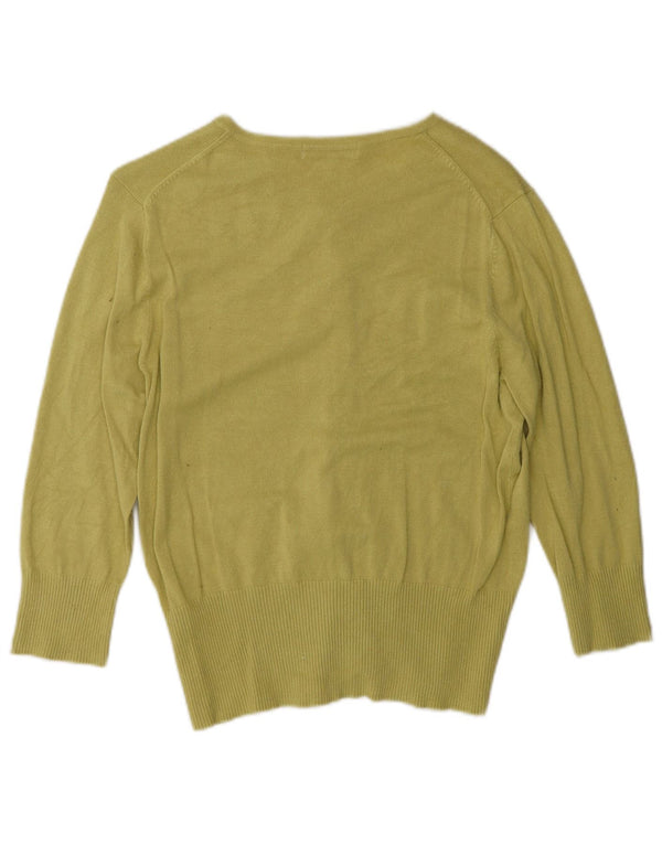 Marks & Spencer Womens 3/4 Sleeve Cardigan Sweater UK 14 Medium Green